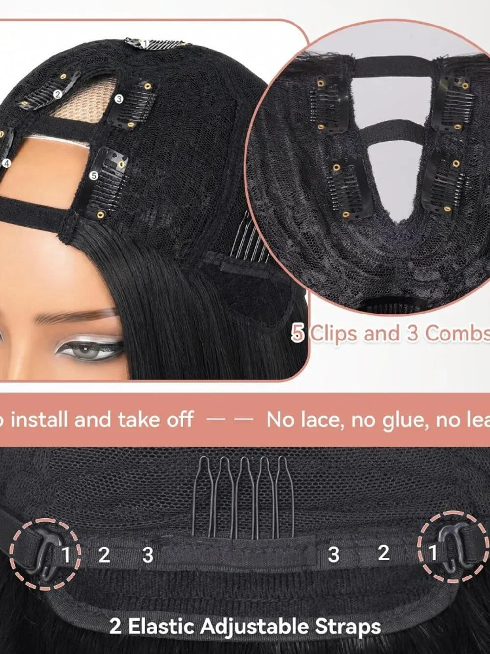 Yaki Straight V Part Wigs